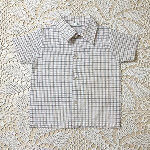 Vintage 1980s Doe Spun Baby Boy 3 Years Tan Plaid Button Down Shirt